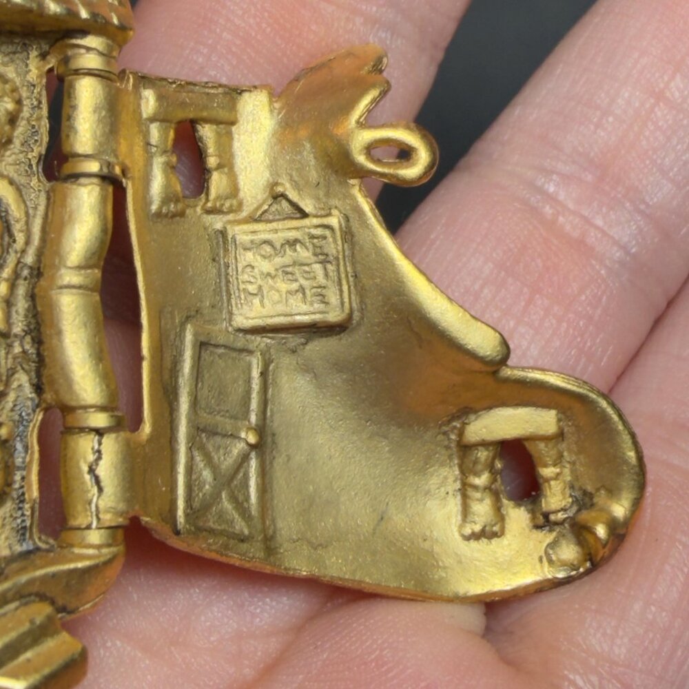AJC Mother Goose Brooch Vintage Hinged Shoe Figural Storybook Pin 2” - Picture 6 of 13